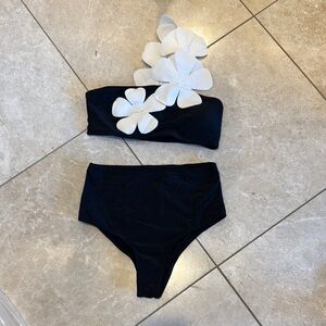 Elegant Black Floral Bikini Set